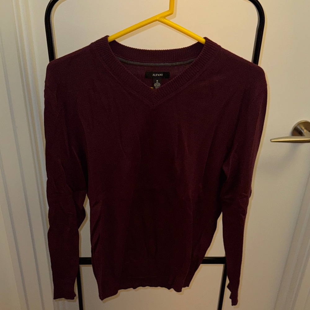 Alfani Men's Deep Burgundy V-Neck Sweater
